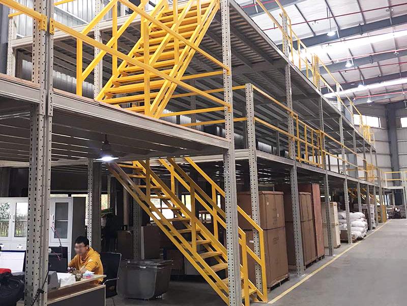 Mezzanine platform multiplies the utility of the warehouse storage space