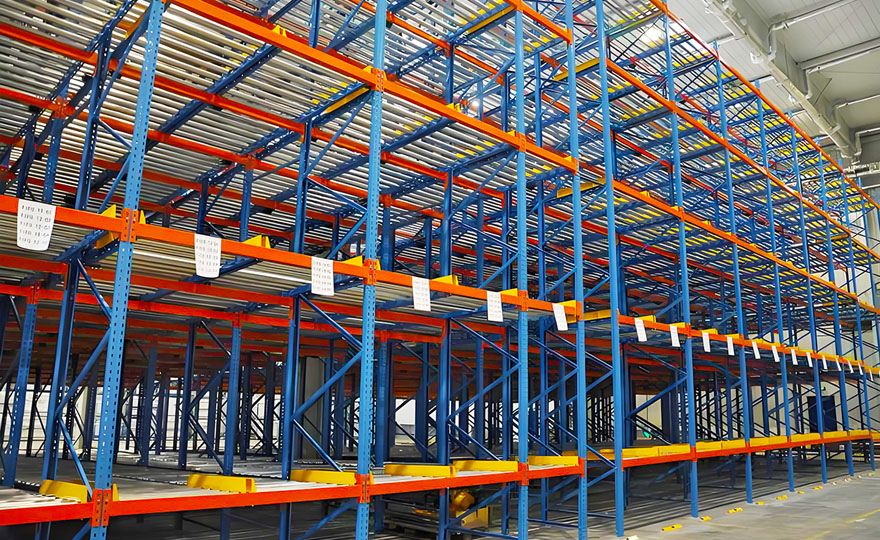 Does the gravity-assisted sliding rack allow the goods to slide smoothly?