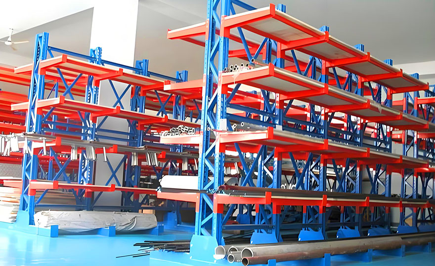 Steel layer plate cantilever shelves, an extremely flexible solution for storing goods