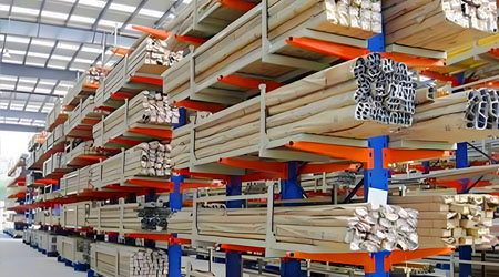 Heavy-duty double-sided cantilevered shelves, aluminum-profile intensive storage solution