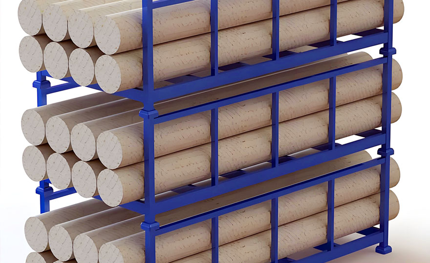 How long of fabric can the fabric storage shelves store?