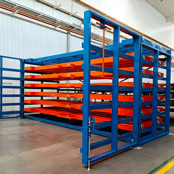 drawer-type sheet material shelves