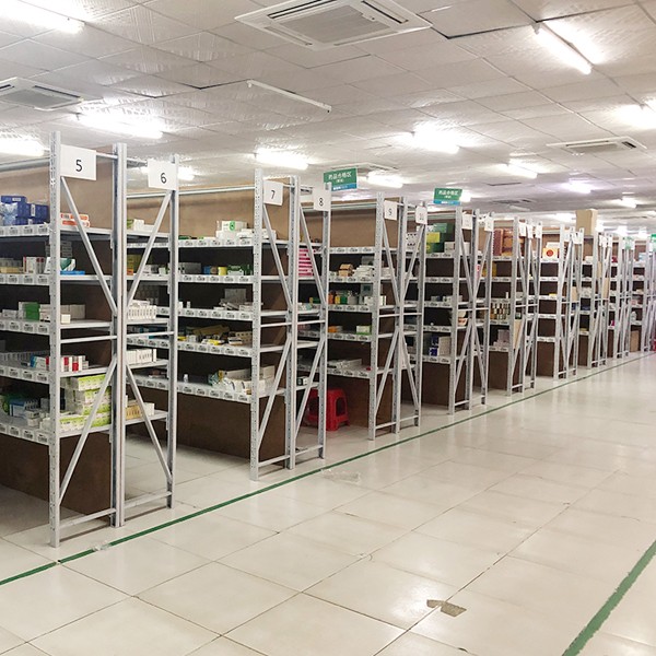 pharmaceutical warehouse shelves
